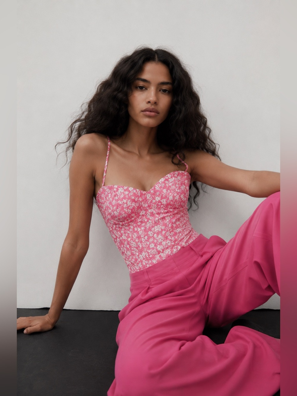 Zara pink floral bodysuit